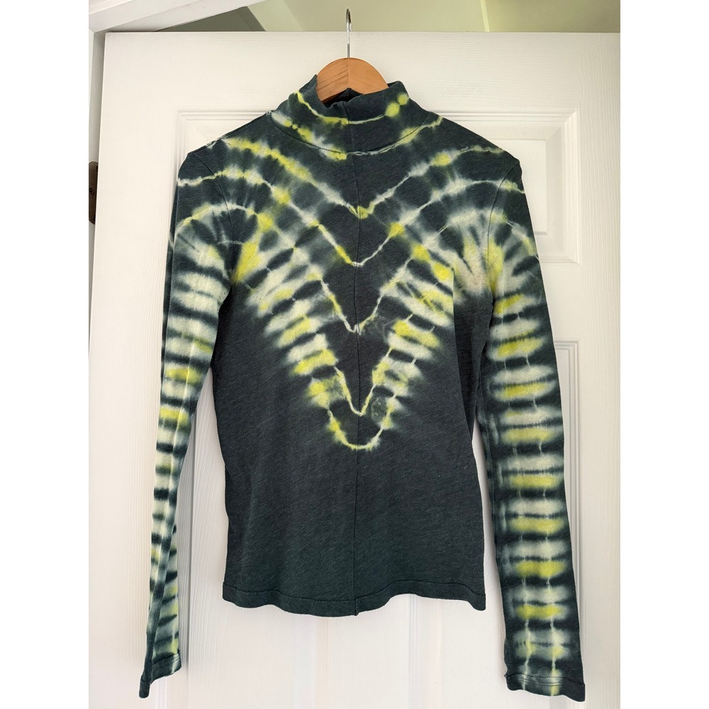 Free People Ribbed Knit Psychedelic Turtleneck Tie Dye Boho Artsy